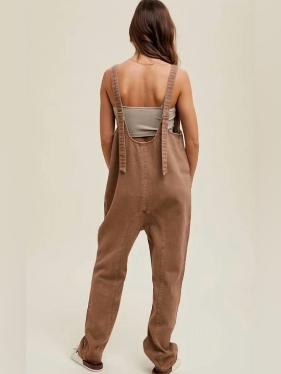 Wishlist Pants - Wishlist Oversized Cream Denim Jumpsuit with Pockets